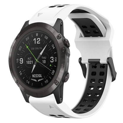 For Garmin D2 Delta PX 26mm Two-Color Reverse Buckle Silicone Watch Band(White+Black) - Watch Bands by PMC Jewellery | Online Shopping South Africa | PMC Jewellery