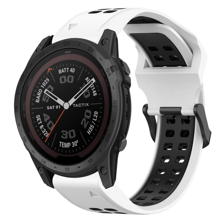 For Garmin Tactix 7 Pro 26mm Two-Color Reverse Buckle Silicone Watch Band(White+Black) - Watch Bands by PMC Jewellery | Online Shopping South Africa | PMC Jewellery