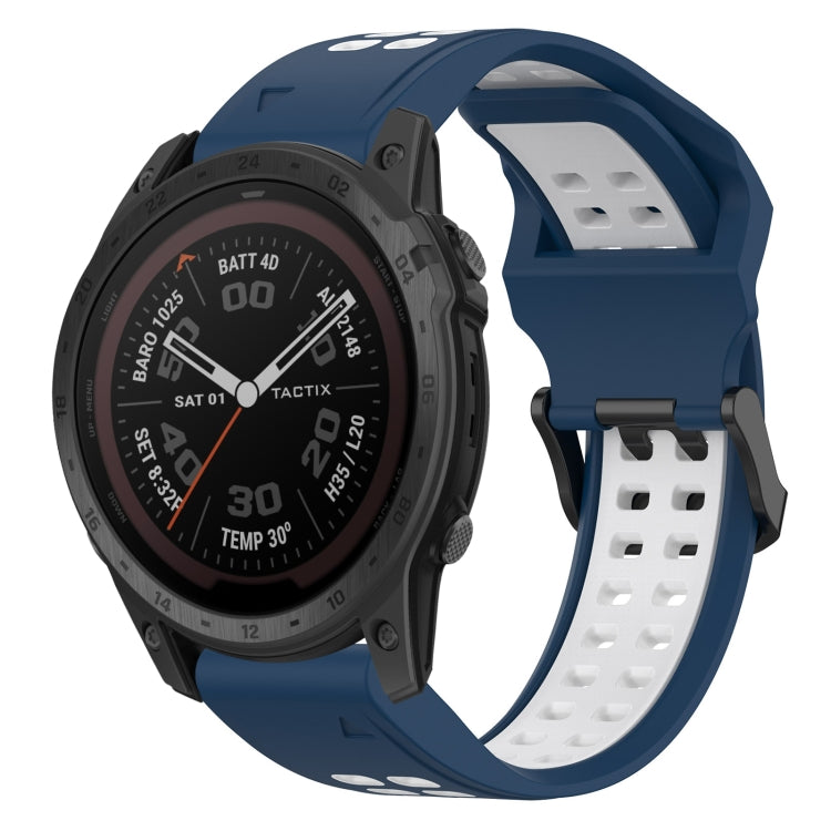 For Garmin Tactix 7 Pro 26mm Two-Color Reverse Buckle Silicone Watch Band(Blue+White) - Watch Bands by PMC Jewellery | Online Shopping South Africa | PMC Jewellery