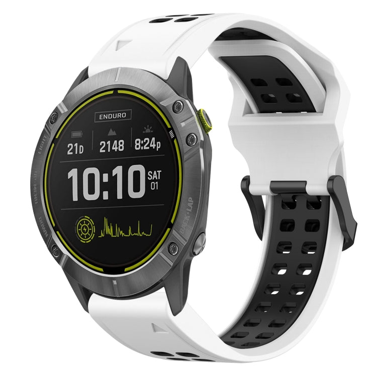 For Garmin Enduro 26mm Two-Color Reverse Buckle Silicone Watch Band(White+Black) - Watch Bands by PMC Jewellery | Online Shopping South Africa | PMC Jewellery