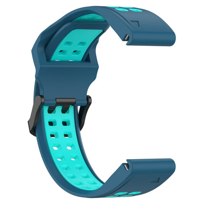 For Garmin Fenix 6X 26mm Two-Color Reverse Buckle Silicone Watch Band(Blue+Teal) - Watch Bands by PMC Jewellery | Online Shopping South Africa | PMC Jewellery