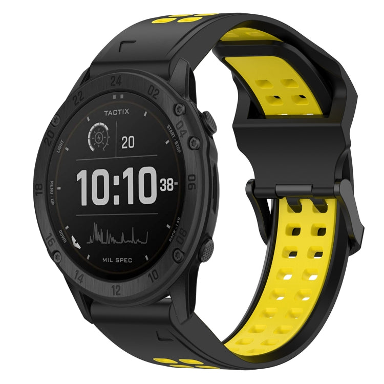 For Garmin Tactix Delta 26mm Two-Color Reverse Buckle Silicone Watch Band(Black+Yellow) - Watch Bands by PMC TechLife | Online Shopping South Africa | PMC TechLife