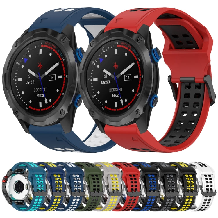 For Garmin Epix Pro 51mm 26mm Two-Color Reverse Buckle Silicone Watch Band(Grey+Yellow) - Watch Bands by PMC TechLife | Online Shopping South Africa | PMC TechLife