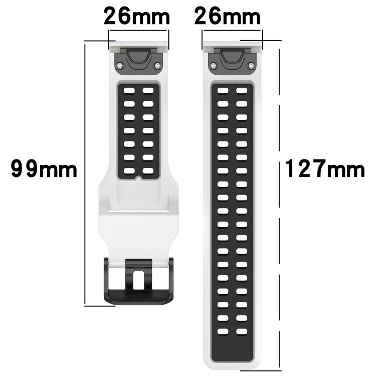 For Garmin Tactix 7 Pro 26mm Two-Color Reverse Buckle Silicone Watch Band(White+Black) - Watch Bands by PMC TechLife | Online Shopping South Africa | PMC TechLife