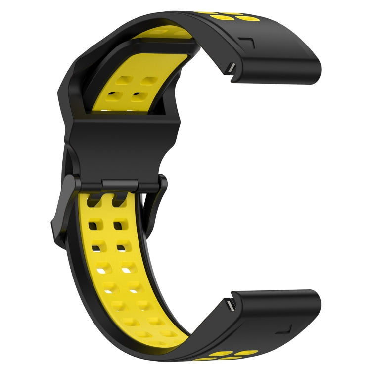 For Garmin Epix Pro 42mm 20mm Two-Color Reverse Buckle Silicone Watch Band(Black+Yellow) - Watch Bands by PMC Jewellery | Online Shopping South Africa | PMC Jewellery