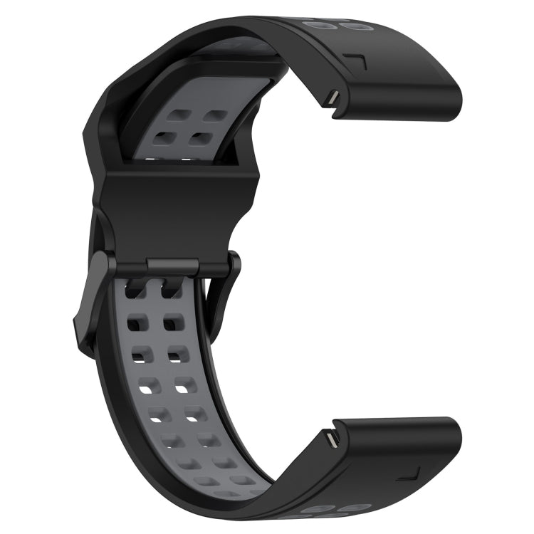 For Garmin Fenix 6S 20mm Two-Color Reverse Buckle Silicone Watch Band(Black+Grey) - Watch Bands by PMC Jewellery | Online Shopping South Africa | PMC Jewellery