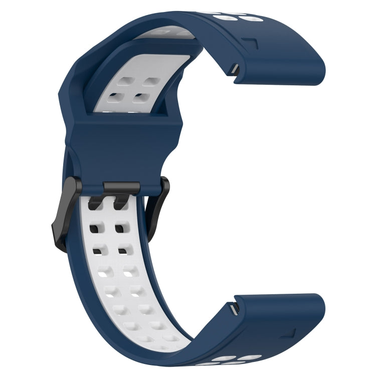 For Garmin Fenix 6S 20mm Two-Color Reverse Buckle Silicone Watch Band(Blue+White) - Watch Bands by PMC TechLife | Online Shopping South Africa | PMC TechLife