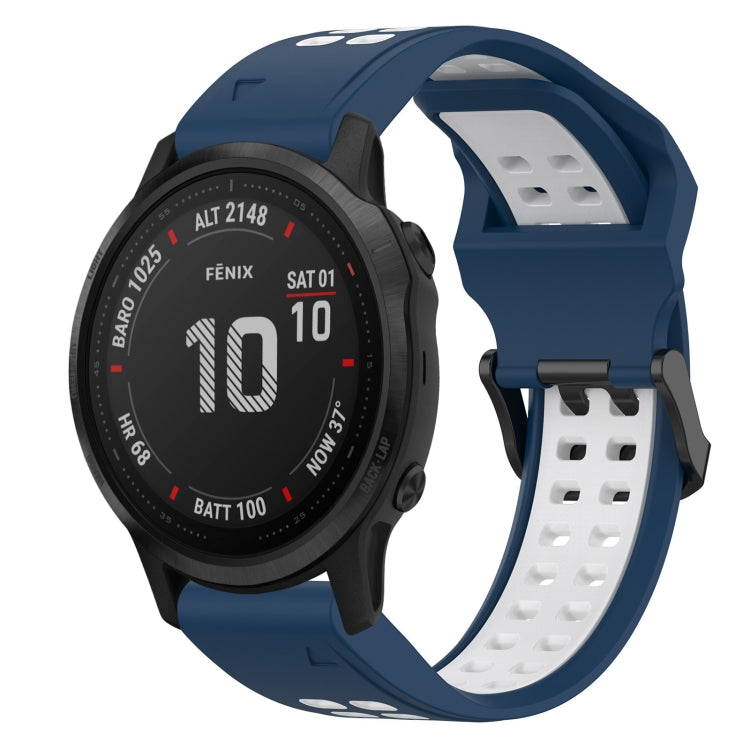 For Garmin Fenix 6S Pro 20mm Two-Color Reverse Buckle Silicone Watch Band(Blue+White) - Watch Bands by PMC TechLife | Online Shopping South Africa | PMC TechLife