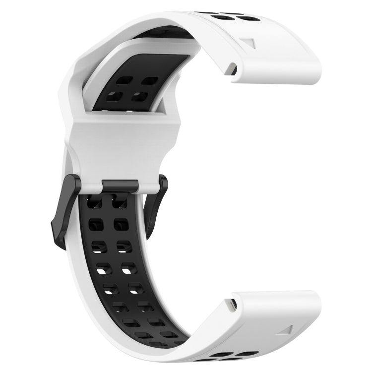 For Garmin Fenix 5S 20mm Two-Color Reverse Buckle Silicone Watch Band(White+Black) - Watch Bands by PMC TechLife | Online Shopping South Africa | PMC TechLife