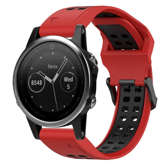 For Garmin Fenix 5S 20mm Two-Color Reverse Buckle Silicone Watch Band(Red+Black) - Watch Bands by PMC Jewellery | Online Shopping South Africa | PMC Jewellery