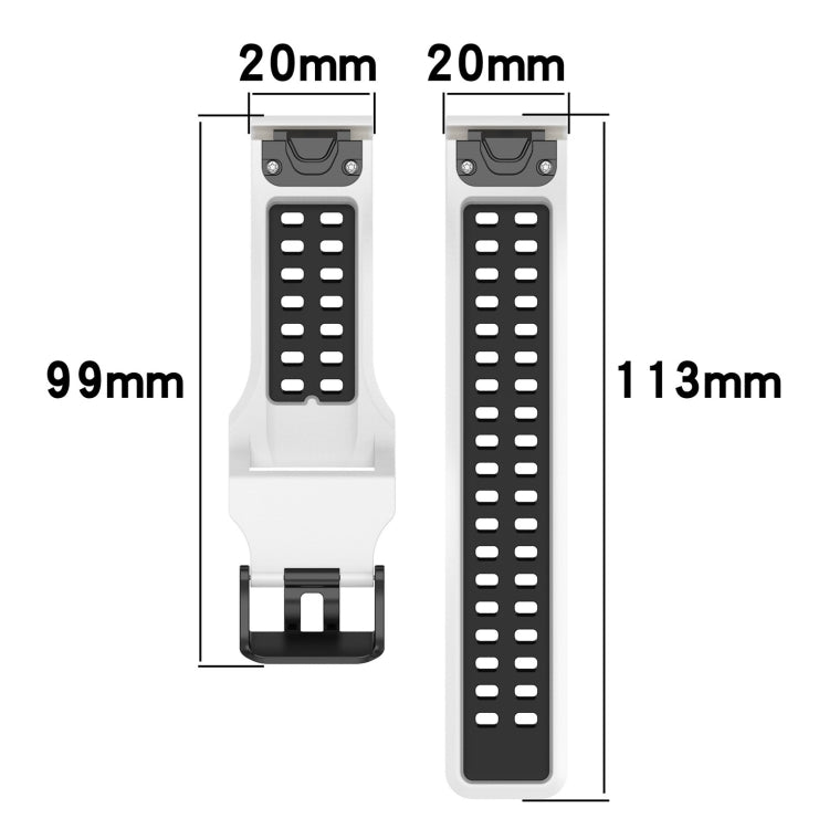 For Garmin Fenix 5S Plus 20mm Two-Color Reverse Buckle Silicone Watch Band(Black+Grey) - Watch Bands by PMC Jewellery | Online Shopping South Africa | PMC Jewellery