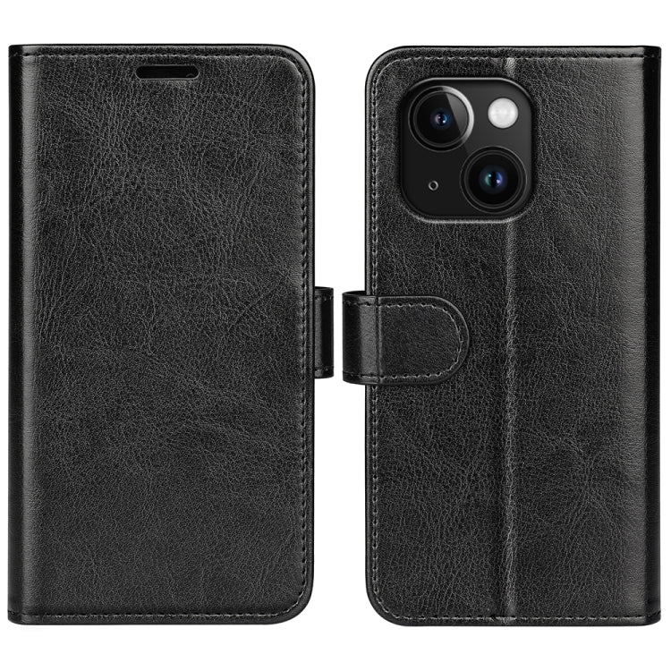 For iPhone 15 Plus R64 Texture Horizontal Flip Leather Phone Case(Black) - iPhone 15 Plus Cases by PMC Jewellery | Online Shopping South Africa | PMC Jewellery