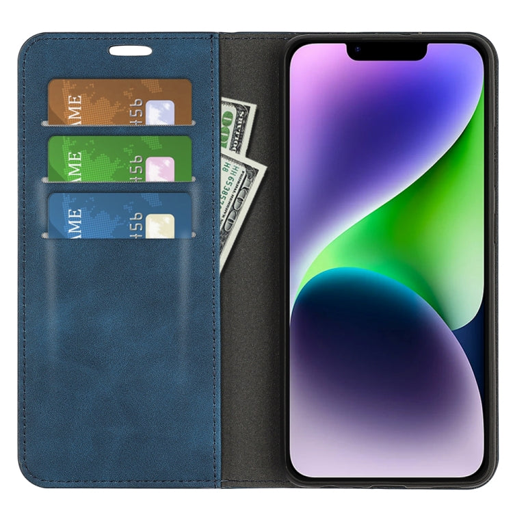 For iPhone 15 Retro-skin Magnetic Suction Leather Phone Case(Dark Blue) - free shipping - PMC TechLife - Order now!