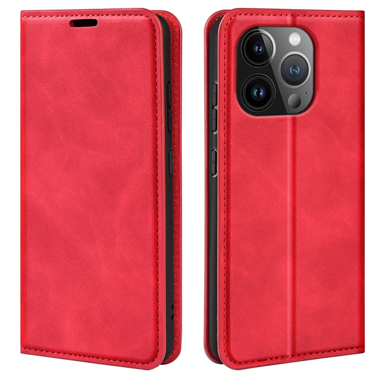 For iPhone 15 Pro Max Retro-skin Magnetic Suction Leather Phone Case(Red) - free shipping - PMC TechLife - Order now!