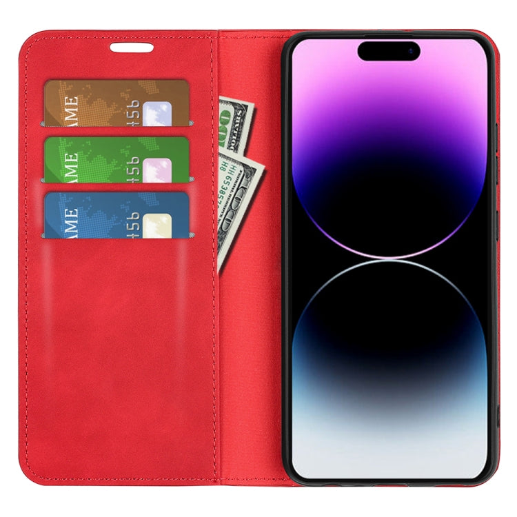 For iPhone 15 Pro Max Retro-skin Magnetic Suction Leather Phone Case(Red) - free shipping - PMC TechLife - Order now!