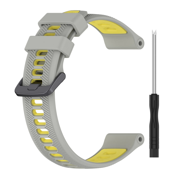 For Garmin Forerunner 955 Sports Two-Color Silicone Watch Band(Grey+Yellow) - Watch Bands by PMC TechLife | Online Shopping South Africa | PMC TechLife