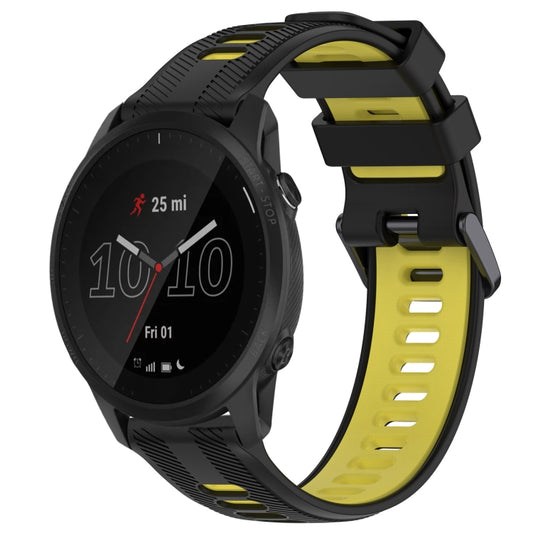 For Garmin Forerunner 945 Sports Two-Color Silicone Watch Band(Black+Yellow) - Watch Bands by PMC Jewellery | Online Shopping South Africa | PMC Jewellery