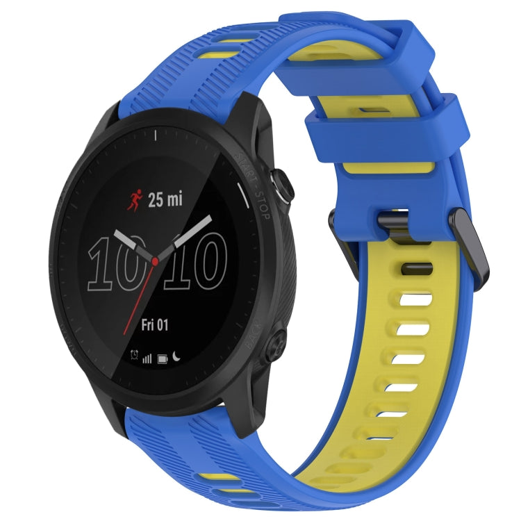 For Garmin Forerunner 945 Sports Two-Color Silicone Watch Band(Blue+Yellow) - Watch Bands by PMC TechLife | Online Shopping South Africa | PMC TechLife