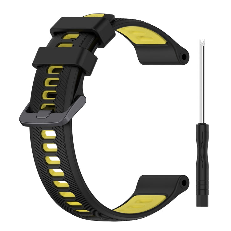 For Garmin Forerunner 935 Sports Two-Color Silicone Watch Band(Black+Yellow) - Watch Bands by PMC TechLife | Online Shopping South Africa | PMC TechLife