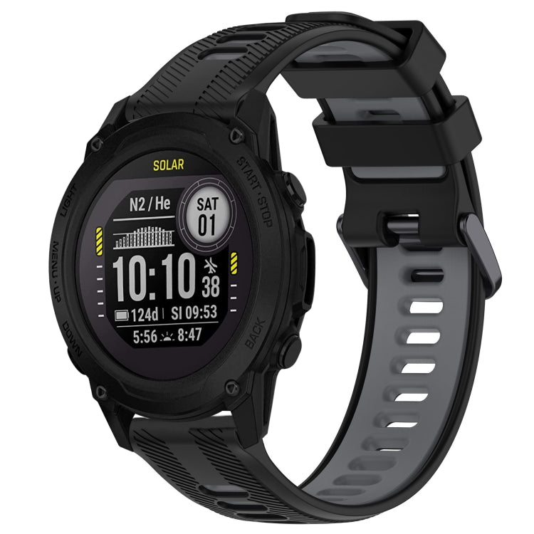 For Garmin Descent G1 Sports Two-Color Silicone Watch Band(Black+Grey) - Watch Bands by PMC TechLife | Online Shopping South Africa | PMC TechLife