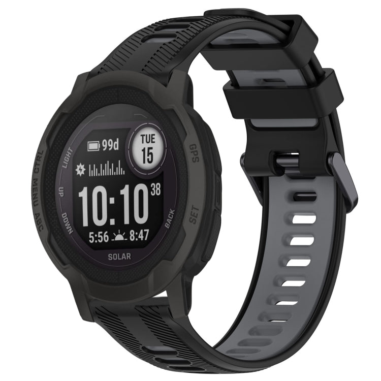 For Garmin Instinct 2 Sports Two-Color Silicone Watch Band(Black+Grey) - Watch Bands by PMC Jewellery | Online Shopping South Africa | PMC Jewellery