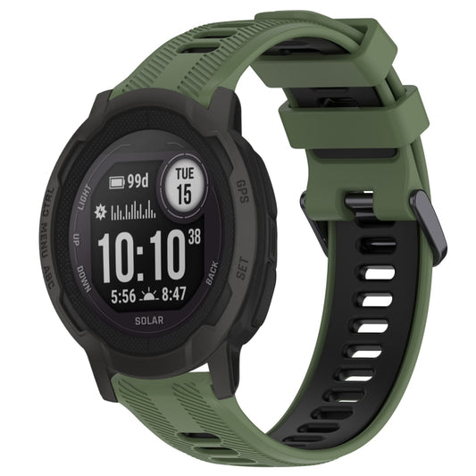 For Garmin Instinct 2 Sports Two-Color Silicone Watch Band(Army Green+Black) - Watch Bands by PMC Jewellery | Online Shopping South Africa | PMC Jewellery