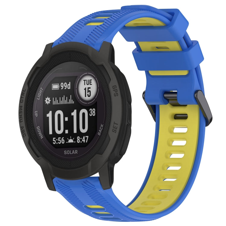 For Garmin Instinct 2 Sports Two-Color Silicone Watch Band(Blue+Yellow) - Watch Bands by PMC Jewellery | Online Shopping South Africa | PMC Jewellery