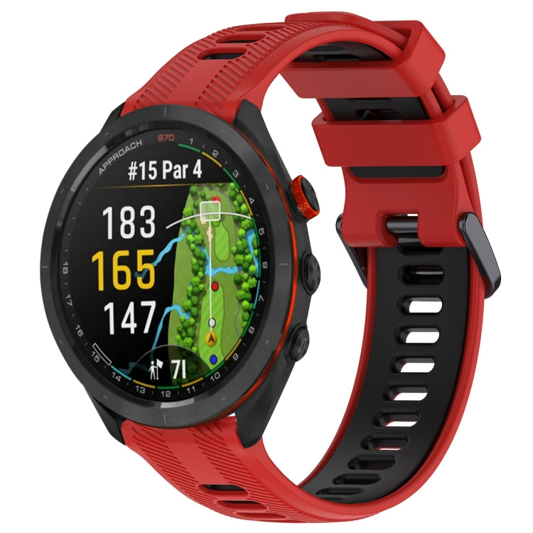 For Garmin Approach S70 47mm Sports Two-Color Silicone Watch Band(Red+Black) - Watch Bands by PMC TechLife | Online Shopping South Africa | PMC TechLife