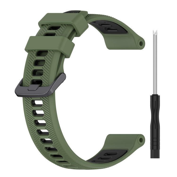 For Garmin Approach S70 47mm Sports Two-Color Silicone Watch Band(Army Green+Black) - Watch Bands by PMC TechLife | Online Shopping South Africa | PMC TechLife