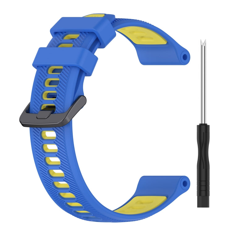 For Garmin Approach S70 47mm Sports Two-Color Silicone Watch Band(Blue+Yellow) - Watch Bands by PMC Jewellery | Online Shopping South Africa | PMC Jewellery