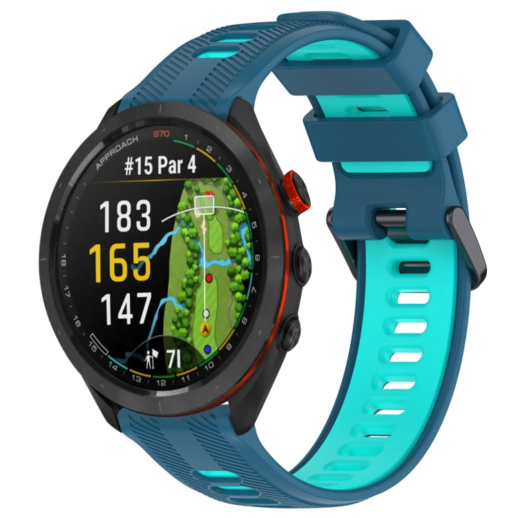 For Garmin Approach S70 47mm Sports Two-Color Silicone Watch Band(Blue+Teal) - Watch Bands by PMC Jewellery | Online Shopping South Africa | PMC Jewellery