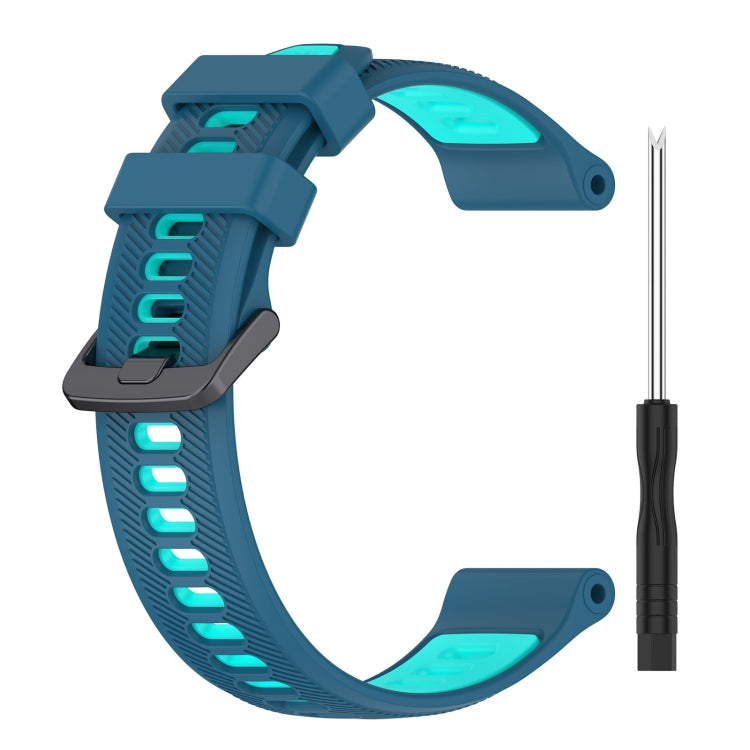 For Garmin Approach S70 47mm Sports Two-Color Silicone Watch Band(Blue+Teal) - Watch Bands by PMC TechLife | Online Shopping South Africa | PMC TechLife