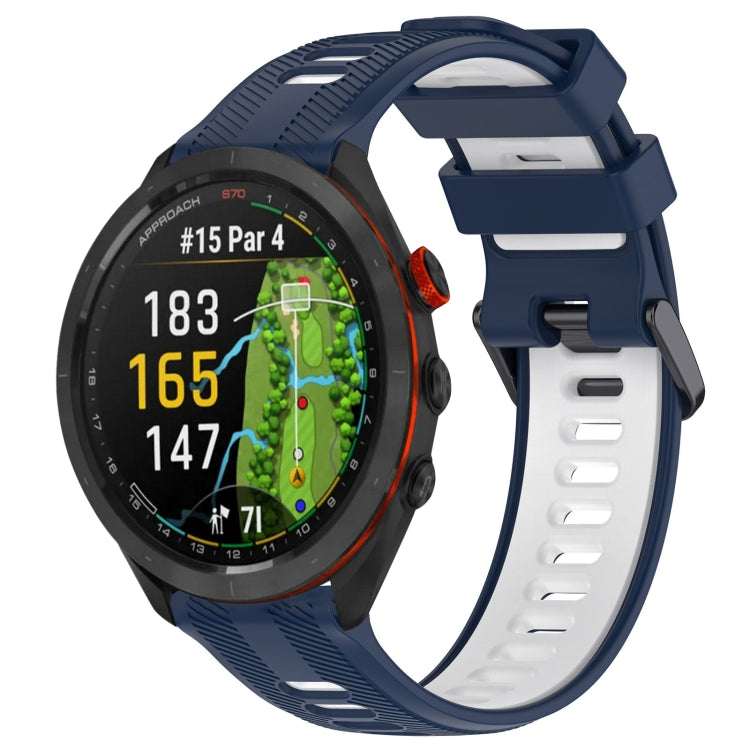 For Garmin Approach S70 47mm Sports Two-Color Silicone Watch Band(Midnight Blue+White) - Watch Bands by PMC TechLife | Online Shopping South Africa | PMC TechLife
