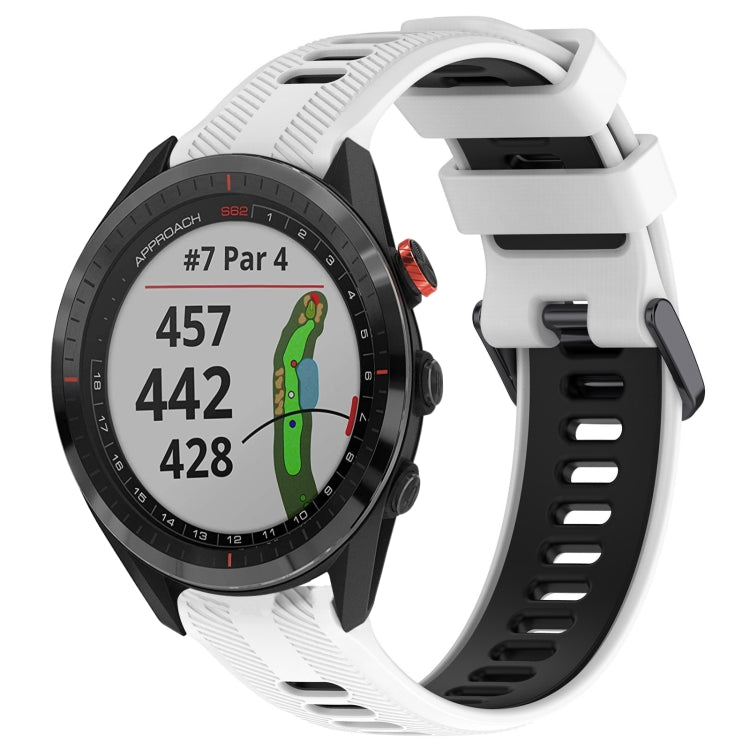 For Garmin Approach S62 Sports Two-Color Silicone Watch Band(White+Black) - Watch Bands by PMC TechLife | Online Shopping South Africa | PMC TechLife
