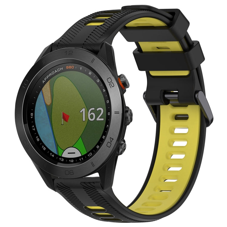 For Garmin Approach S60 Sports Two-Color Silicone Watch Band(Black+Yellow) - Watch Bands by PMC TechLife | Online Shopping South Africa | PMC TechLife