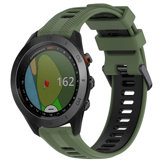 For Garmin Approach S60 Sports Two-Color Silicone Watch Band(Army Green+Black) - Watch Bands by PMC Jewellery | Online Shopping South Africa | PMC Jewellery