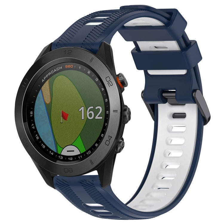 For Garmin Approach S60 Sports Two-Color Silicone Watch Band(Midnight Blue+White) - Watch Bands by PMC TechLife | Online Shopping South Africa | PMC TechLife