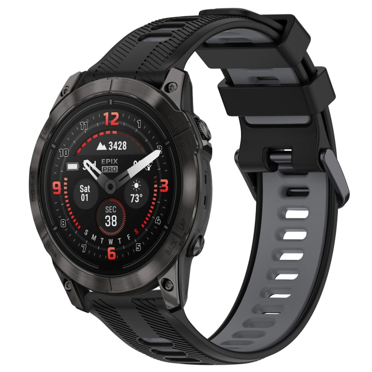 For Garmin EPIX Pro 47mm Sports Two-Color Silicone Watch Band(Black+Grey) - Watch Bands by PMC TechLife | Online Shopping South Africa | PMC TechLife