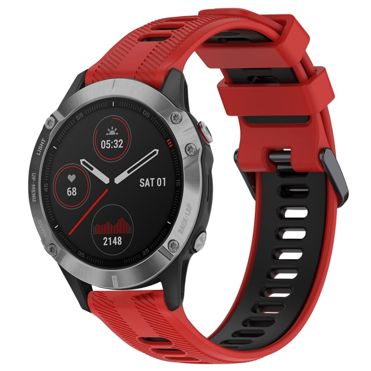 For Garmin Fenix 6 Sports Two-Color Silicone Watch Band(Red+Black) - Watch Bands by PMC Jewellery | Online Shopping South Africa | PMC Jewellery