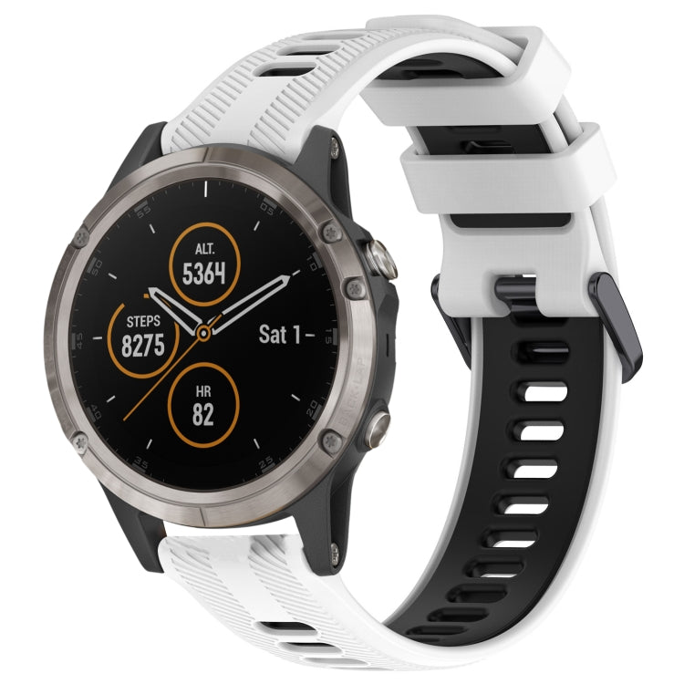 For Garmin Fenix 5 Plus Sports Two-Color Silicone Watch Band(White+Black) - Watch Bands by PMC TechLife | Online Shopping South Africa | PMC TechLife