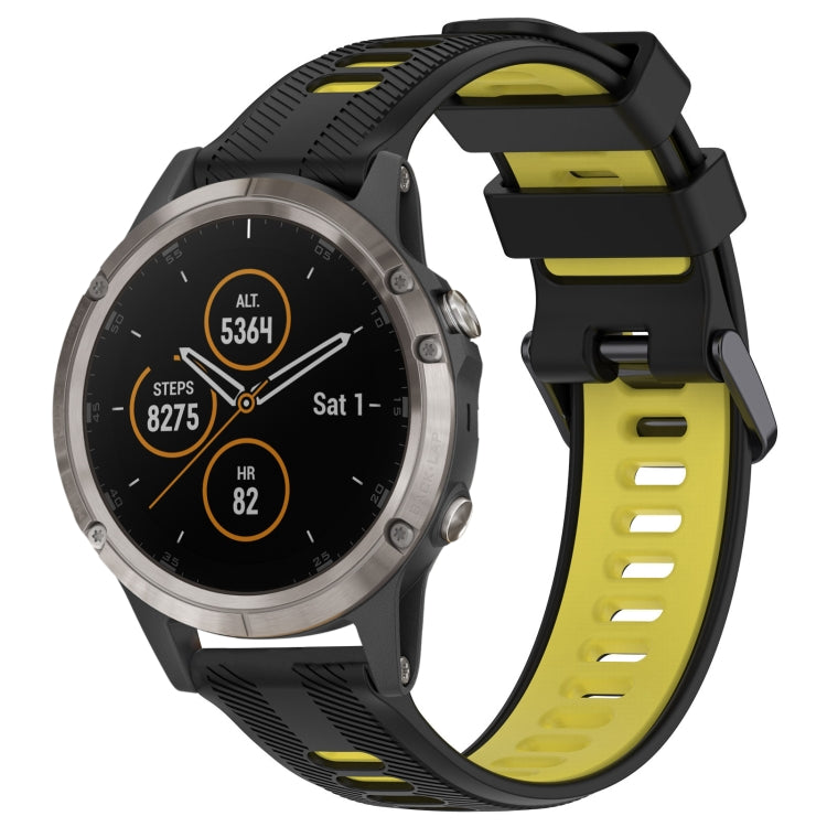 For Garmin Fenix 5 Plus Sports Two-Color Silicone Watch Band(Black+Yellow) - Watch Bands by PMC Jewellery | Online Shopping South Africa | PMC Jewellery