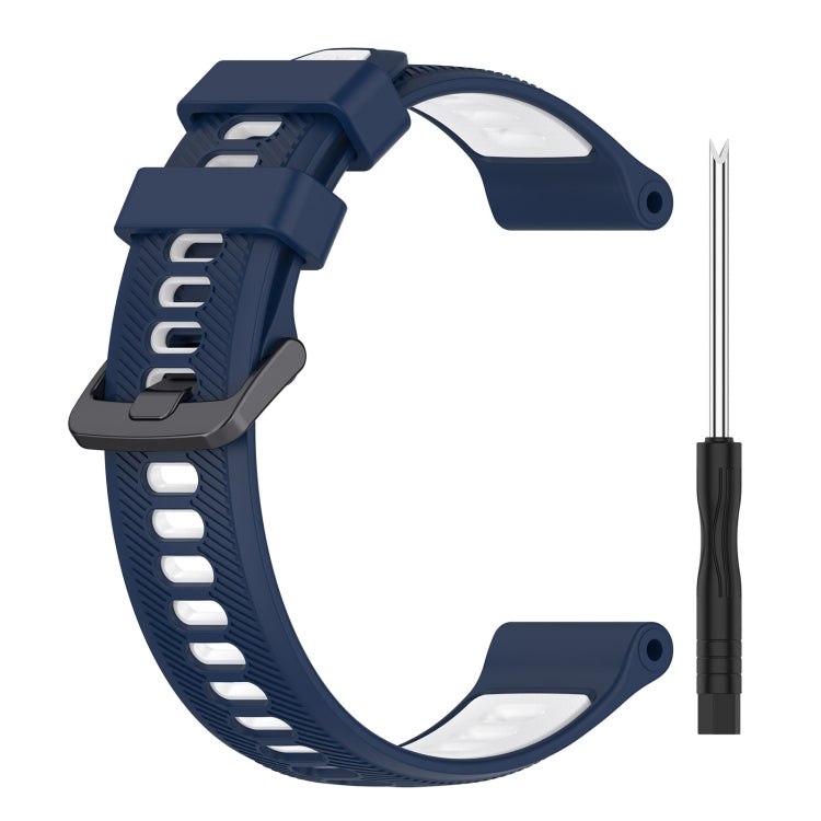 For Garmin Fenix 5 Sports Two-Color Silicone Watch Band(Midnight Blue+White) - Watch Bands by PMC TechLife | Online Shopping South Africa | PMC TechLife