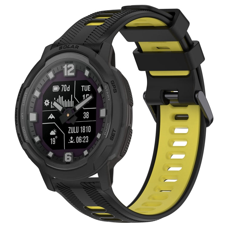 For Garmin Instinct Crossover Sports Two-Color Silicone Watch Band(Black+Yellow) - Watch Bands by PMC Jewellery | Online Shopping South Africa | PMC Jewellery