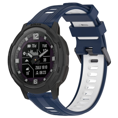 For Garmin Instinct Crossover Sports Two-Color Silicone Watch Band(Midnight Blue+White) - Watch Bands by PMC Jewellery | Online Shopping South Africa | PMC Jewellery