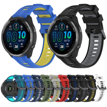 For Garmin Fenix 6 Solar Sports Two-Color Silicone Watch Band(Blue+Yellow) - Watch Bands by PMC Jewellery | Online Shopping South Africa | PMC Jewellery