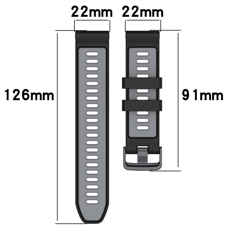 For Garmin Approach S70 47mm Sports Two-Color Silicone Watch Band(Black+Blue) - Watch Bands by PMC TechLife | Online Shopping South Africa | PMC TechLife