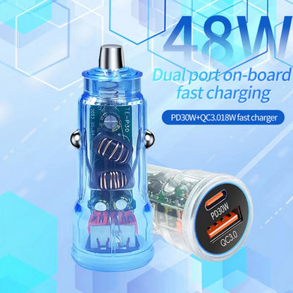 P35 48W PD30W+QC3.0 18W USB Transparent Car Quick Charge(Transparent) - Car Charger by PMC Jewellery | Online Shopping South Africa | PMC Jewellery