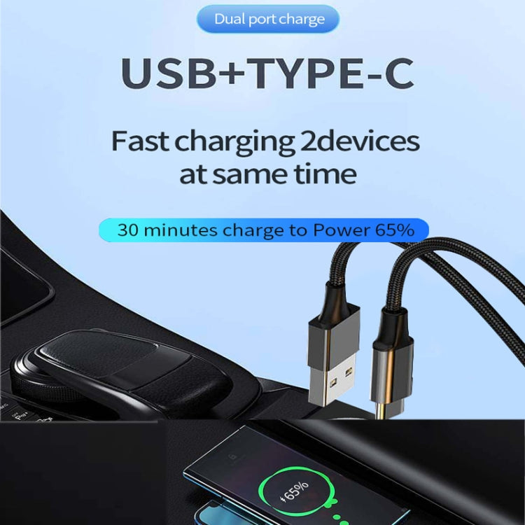 P35 48W PD30W + QC3.0 18W USB Transparent Car Charger with Type-C to 8 Pin Phone Data Cable(Transparent Blue) - Car Charger by PMC TechLife | Online Shopping South Africa | PMC TechLife