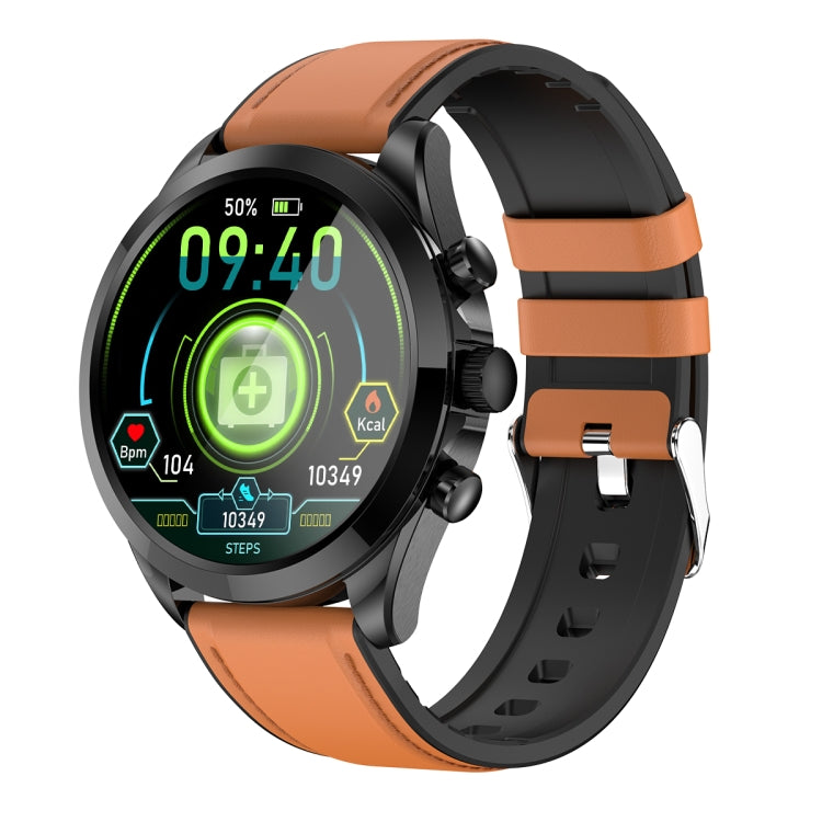 ET440 1.39 inch Color Screen Smart Leather Strap Watch,Support Heart Rate / Blood Pressure / Blood Oxygen / Blood Glucose Monitoring(Brown) - Smart Watches by PMC TechLife | Online Shopping South Africa | PMC TechLife | Buy Now Pay Later Mobicred
