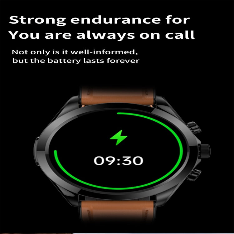 ET440 1.39 inch Color Screen Smart Leather Strap Watch,Support Heart Rate / Blood Pressure / Blood Oxygen / Blood Glucose Monitoring(Brown) - Smart Watches by PMC TechLife | Online Shopping South Africa | PMC TechLife | Buy Now Pay Later Mobicred